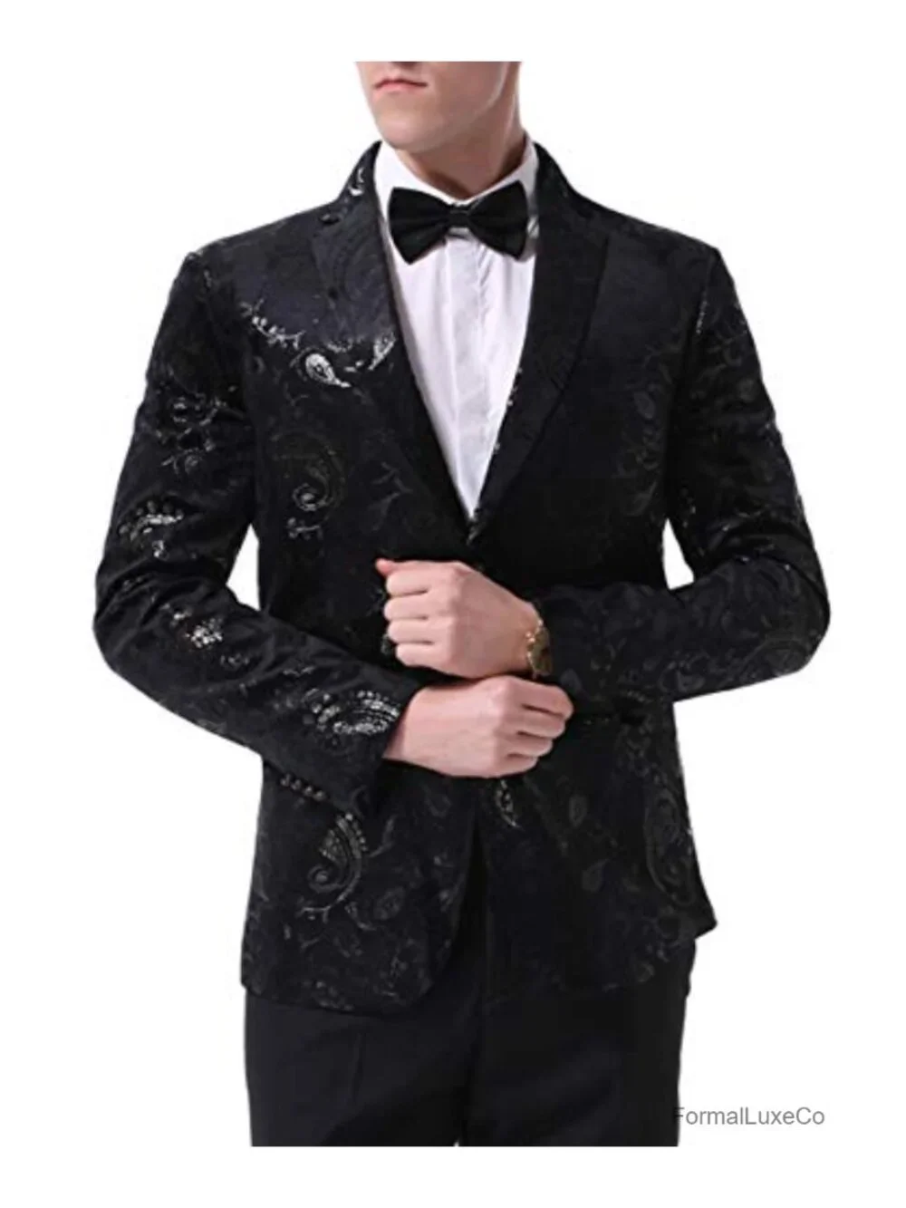 Men's Slim Fit Floral Suit Jacket Notched Lapel Two Button Blazer